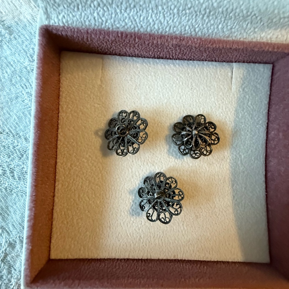 3 Silver antique Buttons.
